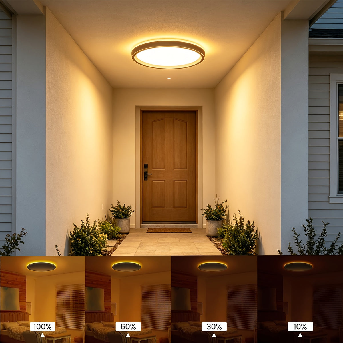 Plafonnier LED rond extra-plat Ø 39 cm, veilleuse ambrée, télécommande