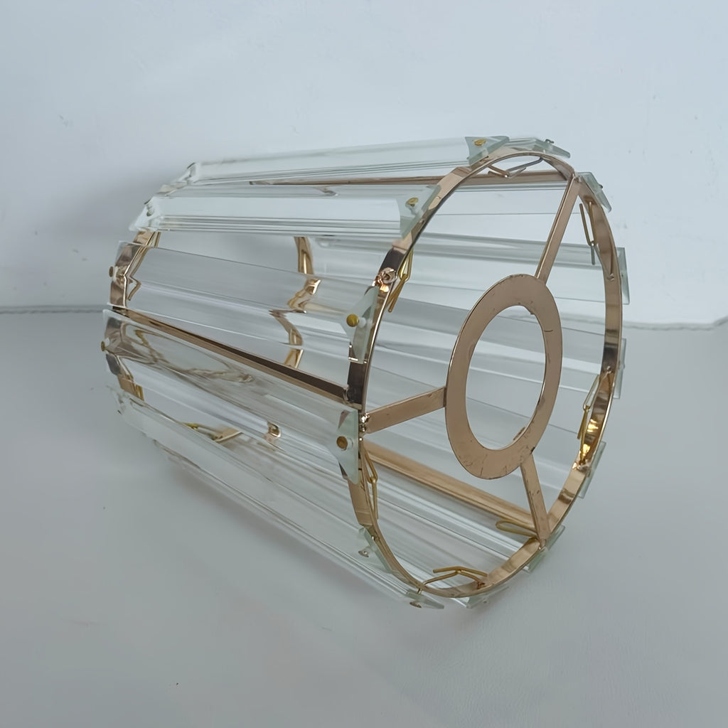 Petit abat-jour en prismes de cristal sur armature noire, Ø 12 cm