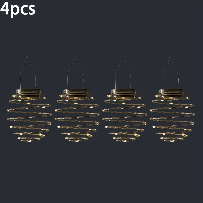 Suspension solaire spirale en fil de fer à 16 LED, lot de 3 ou 5