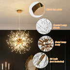Lustre pissenlit doré à perles de cristal, Ø 45 cm, ampoules G9