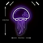 Néon LED méduse violette à accrocher au mur, 33 x 22 cm, USB