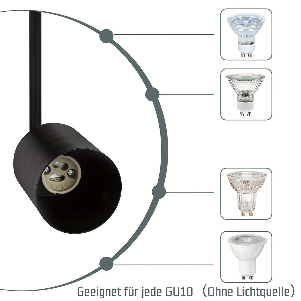 Plafonnier noir à spots GU10 en cascade, 3 ou 4 têtes orientables
