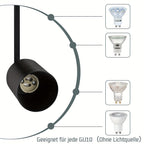 Plafonnier noir à spots GU10 en cascade, 3 ou 4 têtes orientables