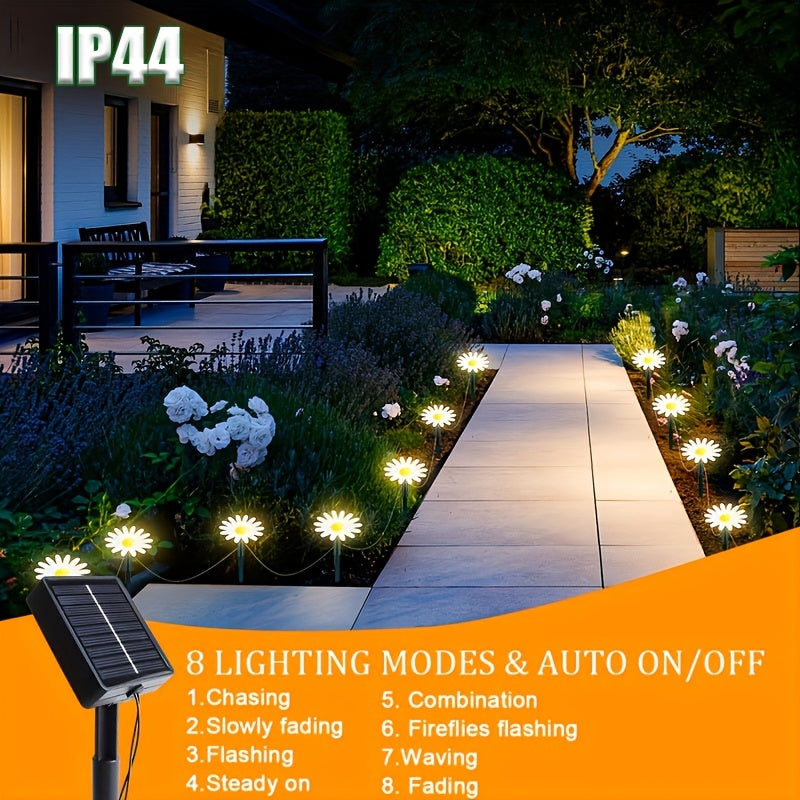 Guirlande solaire marguerites sur piquets, IP44, 10 à 40 LED