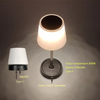 Lampe de chevet rechargeable à hauteur variable, cône blanc lisse