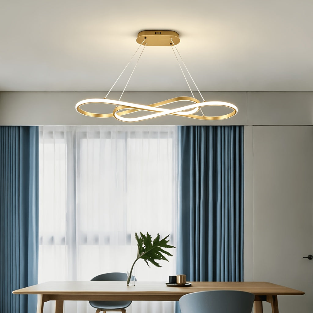 Lustre LED en double boucle infinie de 100 cm, noir, argenté ou doré