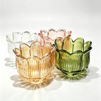 Lot de 2 tulipes lotus en verre nervuré pour douille E27, Ø 12 cm