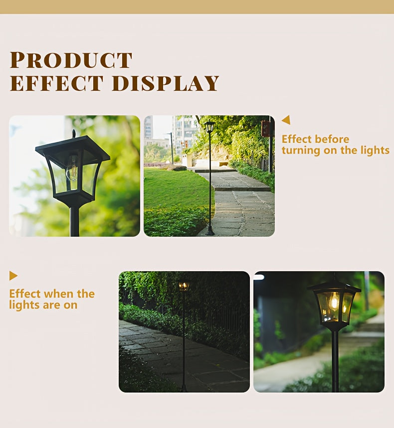 Lampadaire solaire de jardin 210 cm à lanterne classique noire