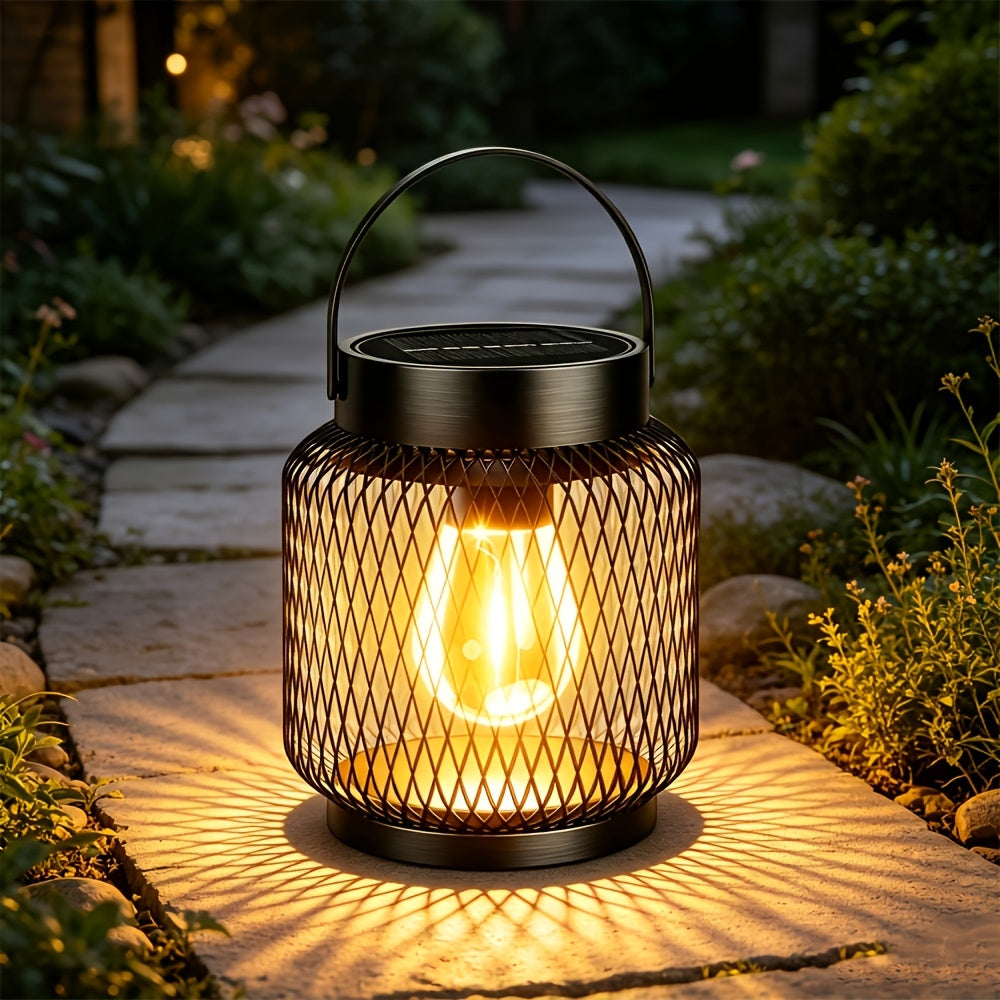Lanterne grillagée rétro et ampoule Edison blanc chaud
