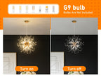 Lustre pissenlit doré à perles de cristal, Ø 45 cm, ampoules G9
