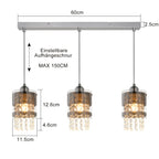 Lustre à cylindres de verre et perles de cristal, 1 ou 3 lumières E27