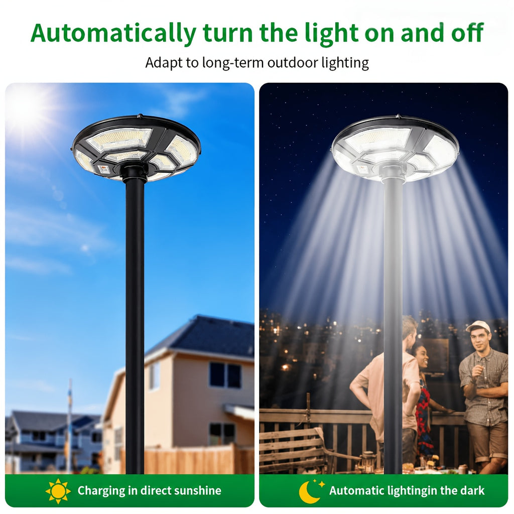 Tête de lampadaire solaire Ø 42 cm, 750 LED, détecteur de mouvement