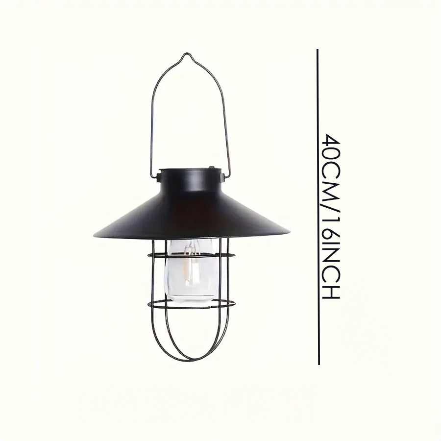 Lanterne solaire à suspendre, ampoule à filament et cage, lot de 2