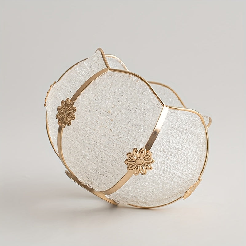 Abat-jour tulipe à armature dorée et marguerites, Ø 16,3 cm
