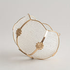 Abat-jour tulipe à armature dorée et marguerites, Ø 16,3 cm