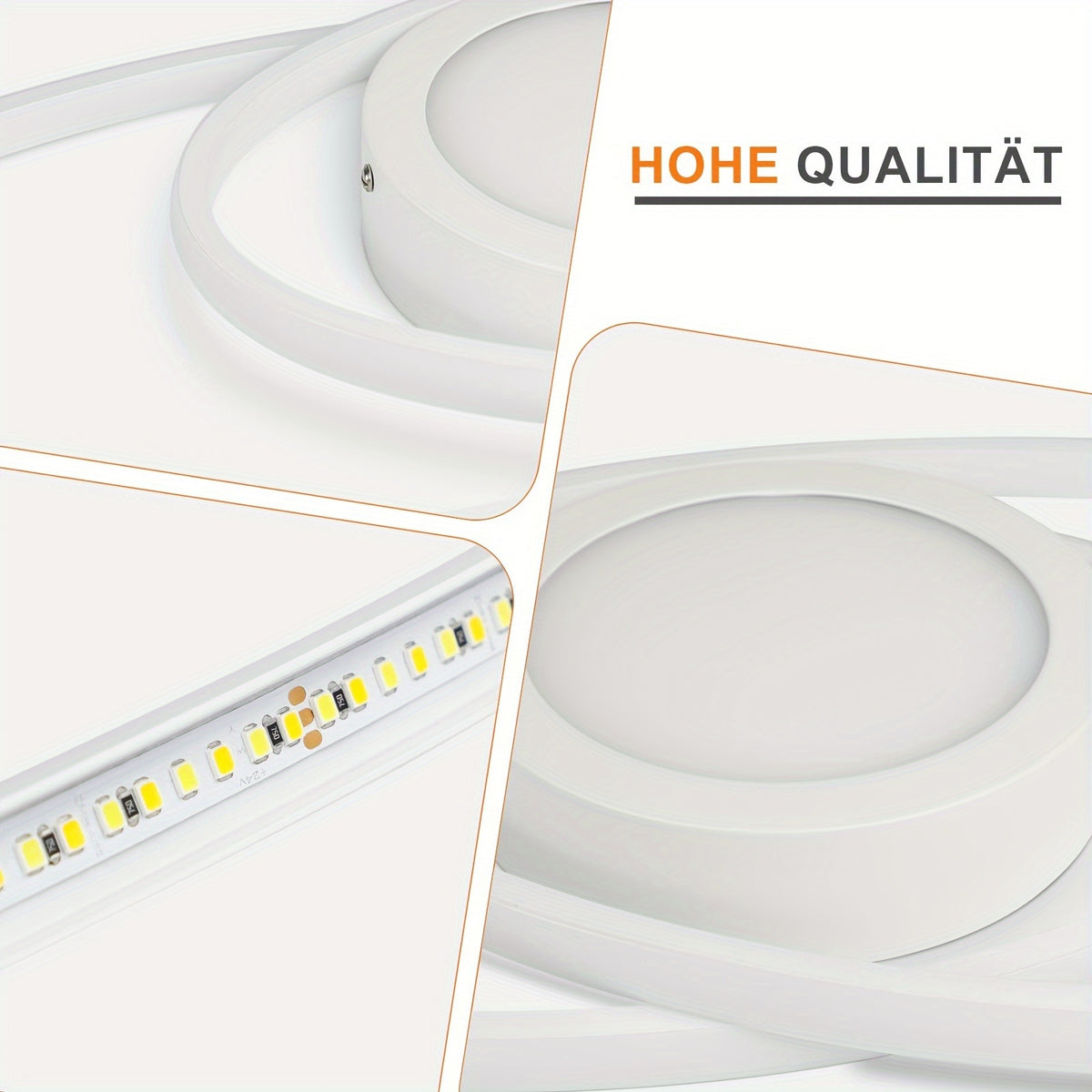 Plafonnier LED noir ovale ou carré à anneaux, avec télécommande