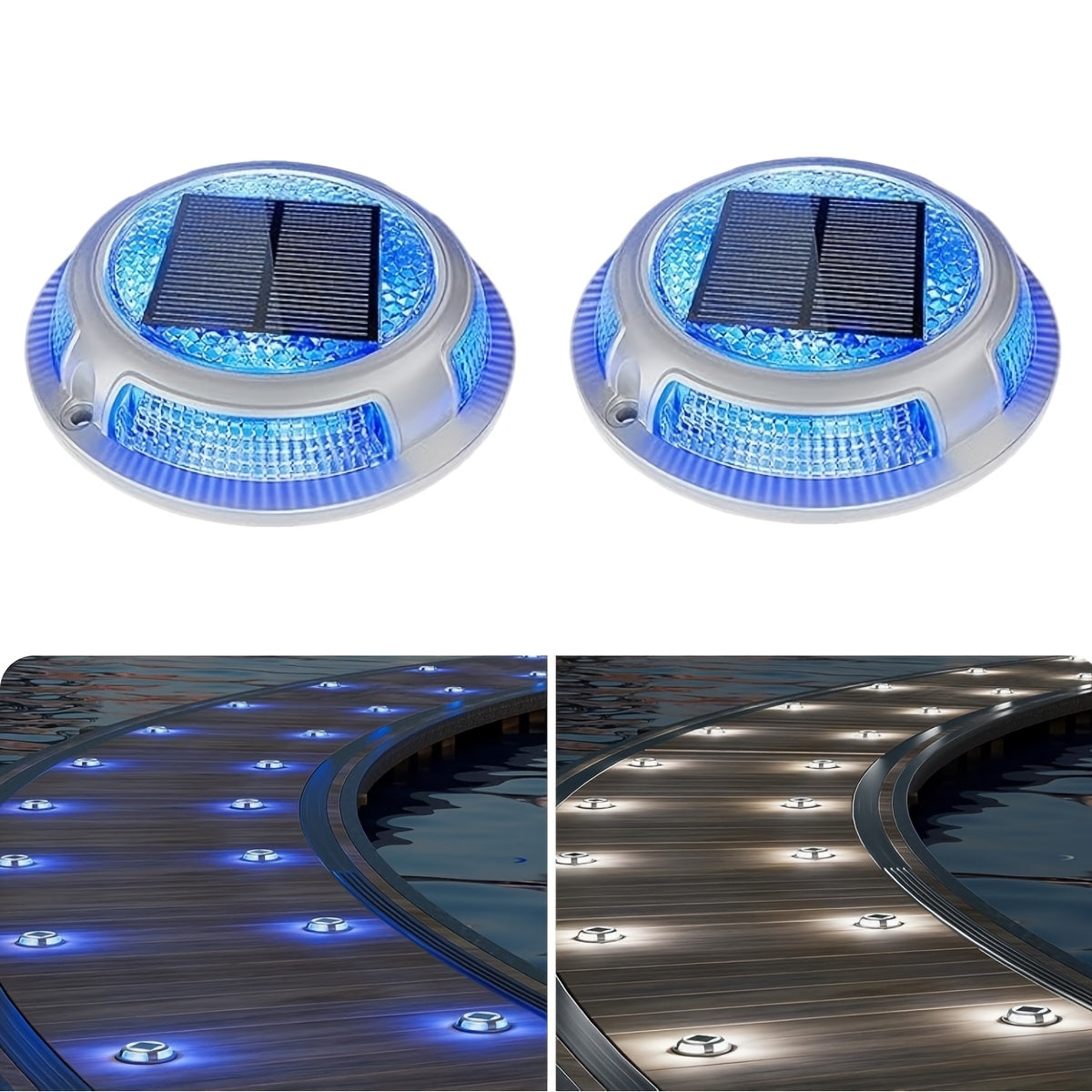 Ponton, bord de piscine et allée : repères lumineux