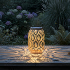 Lanterne solaire ajourée en métal kaki à anse, 29 cm, IP44