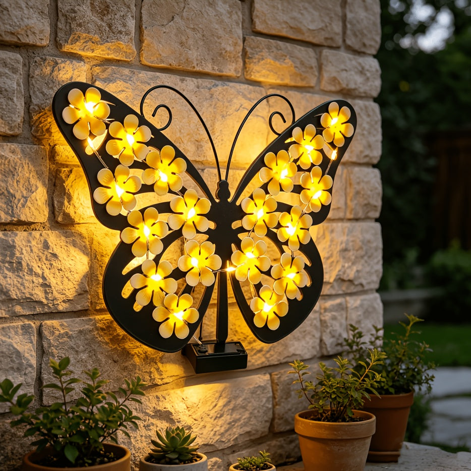 Applique murale papillon jaune