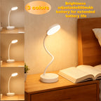 Lampe de bureau LED rechargeable à col flexible, tête ronde blanche