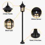 Lot de 2 lampadaires solaires 168 cm à détecteur, lanterne noire