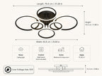 Grand plafonnier LED à 6 anneaux, doré ou noir, 79 cm, trois teintes