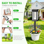 Lanterne solaire de jardin carrée à filament sur piquet, 55 cm