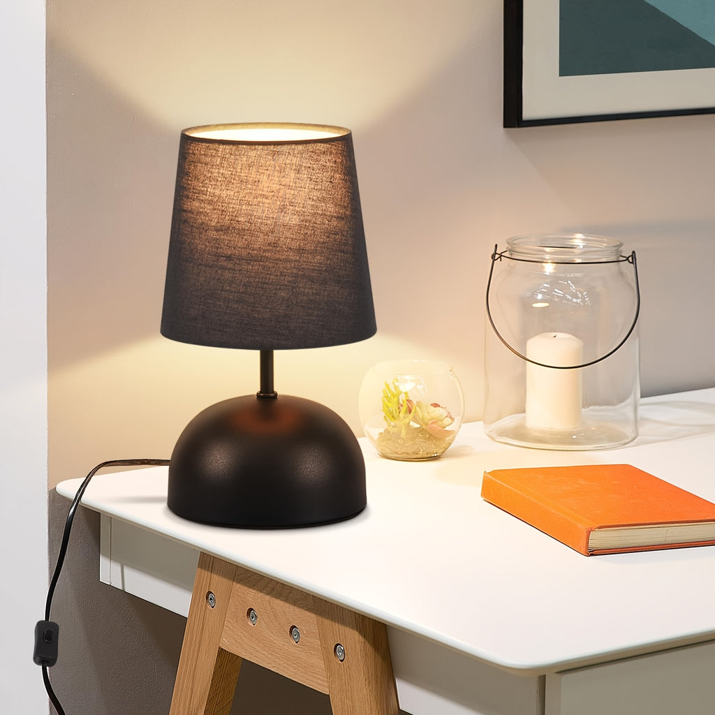 Lot de 2 lampes de chevet blanches en tissu, socle dôme et douille E14