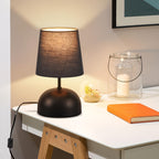 Lot de 2 lampes de chevet blanches en tissu, socle dôme et douille E14