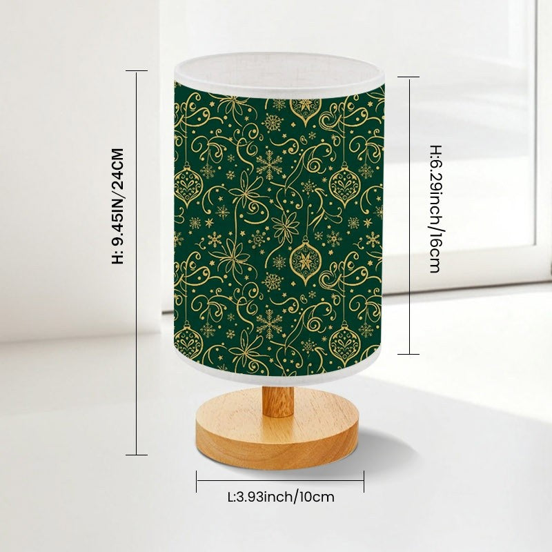 Lampe de chevet de Noël vert sapin à motifs dorés, 24 cm, USB