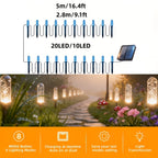 Guirlande solaire de jardin à 20 piquets à bulles, 5 m, 8 modes