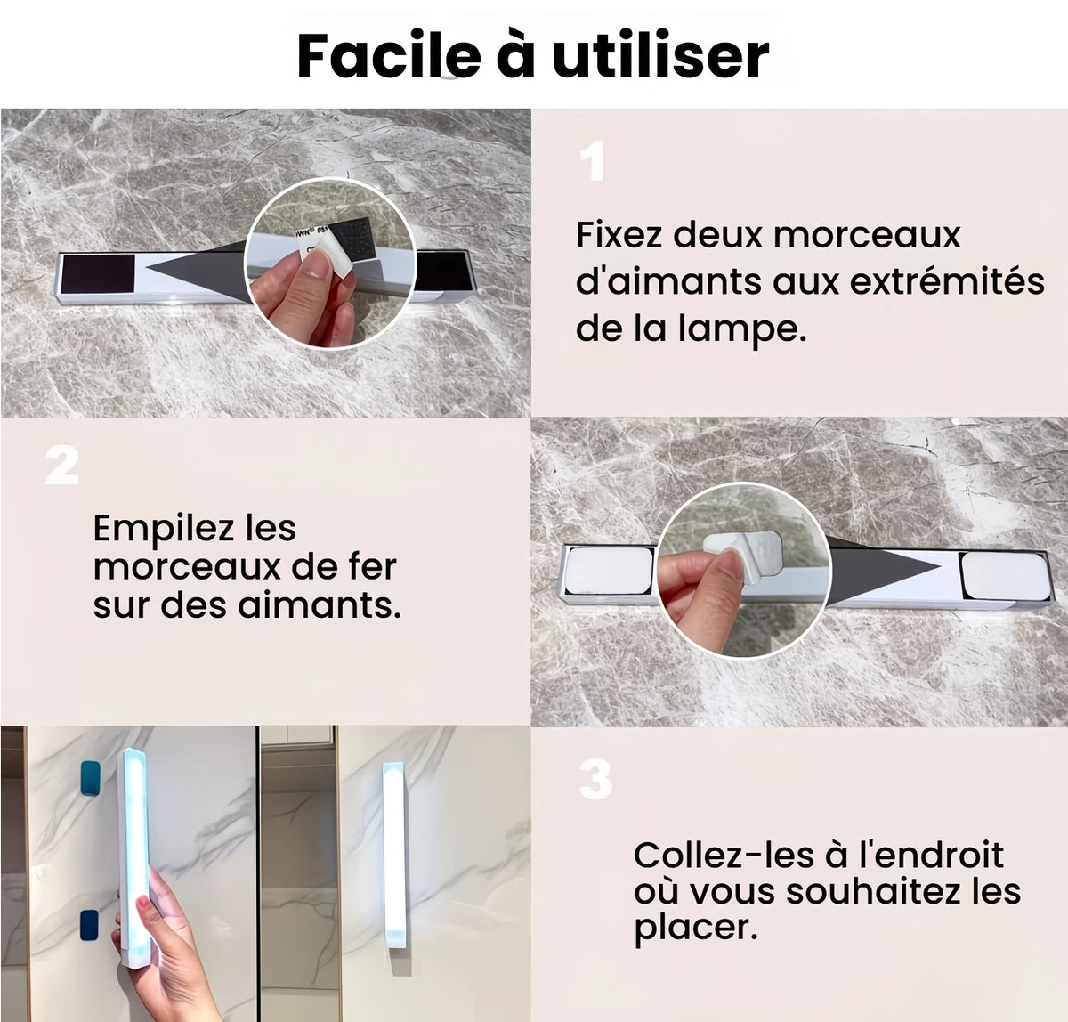 Barres LED à détecteur par 3 ou par 6, trois teintes et variateur