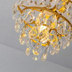 Lustre de cristal sur tige courte, doré ou noir, Ø 24,8 cm
