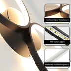 Plafonnier LED 100 cm à quatre anneaux, blanc à variateur ou noir