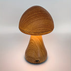 Lampe champignon effet bois, veilleuse tactile rechargeable 17 cm