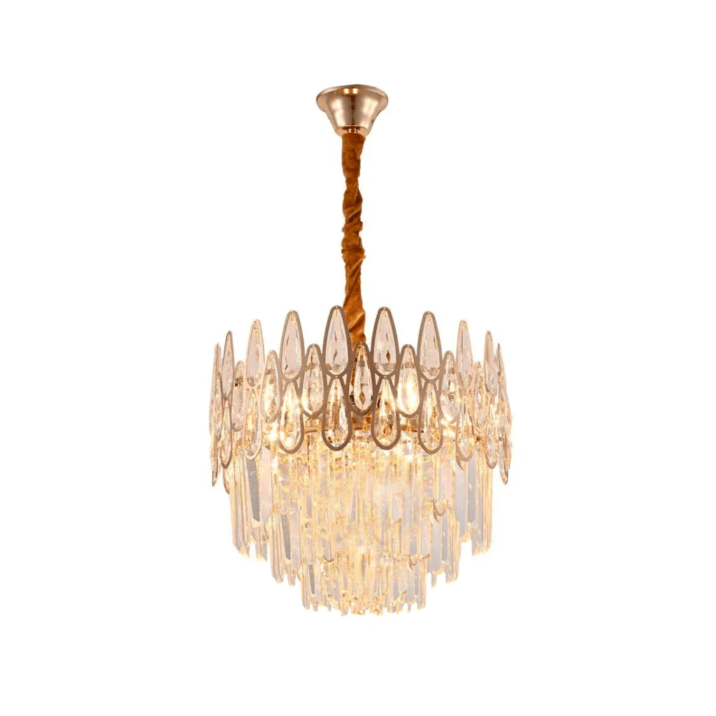 Lustre en cristal doré Ø 30 cm, 3 lumières E14, hauteur réglable