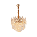 Lustre en cristal doré Ø 30 cm, 3 lumières E14, hauteur réglable