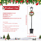 Lampadaire solaire de Noël 150 cm avec couronne et jardinière
