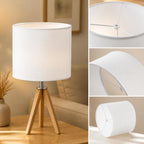 Lot de 2 abat-jour tambour en lin blanc cassé, Ø 33 x H 25 cm
