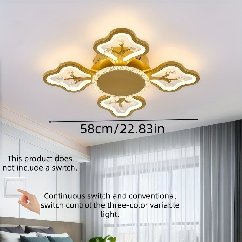 Plafonnier LED fleur à quatre pétales 58 cm, trois teintes