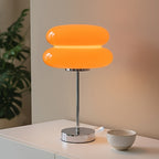 Lampe champignon orange à double bulle sur tige chromée, 36 cm