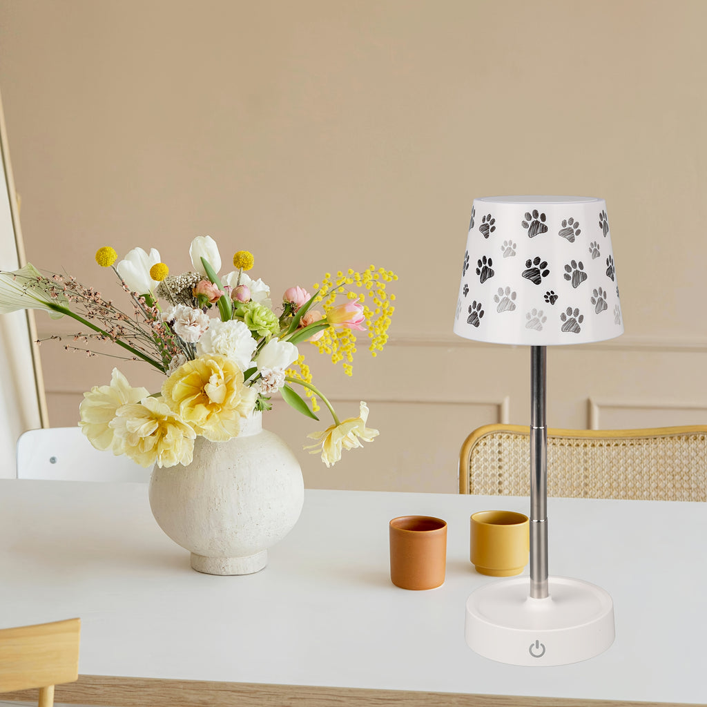 Lampe de chevet sans fil télescopique, décor cerfs ou empreintes