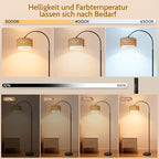 Lampadaire arc à abat-jour en rotin tressé, télécommande, 180 cm