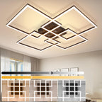 Plafonnier LED à quatre cadres carrés, 72,4 cm, noir, argenté ou blanc