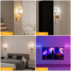 Lot de 2 appliques murales sans fil noires, abat-jour en cristal