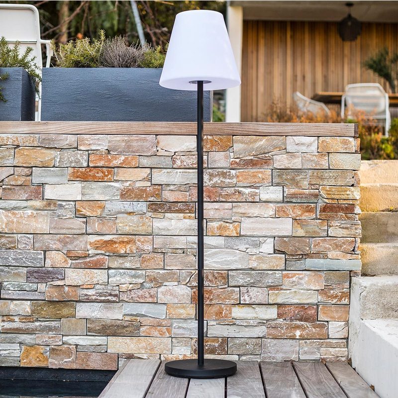 Lampadaire solaire d'extérieur LED à abat-jour blanc, 150 cm