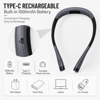 Lampe de lecture tour de cou grise rechargeable USB-C, 143 g