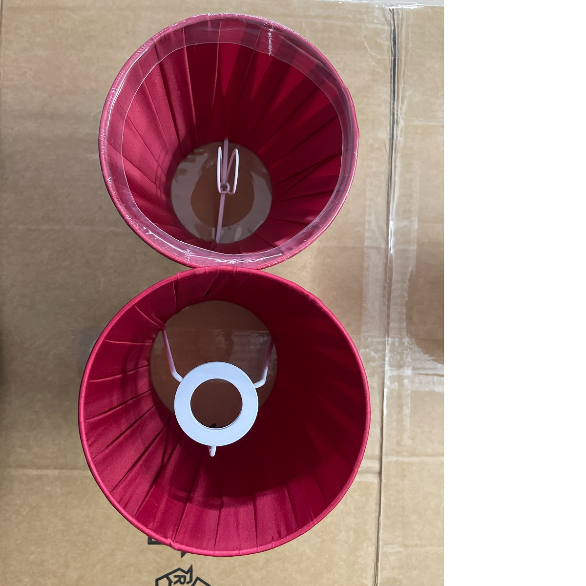 Lot de 2 petits abat-jour plissés rouge bordeaux, à pince ou bague E14