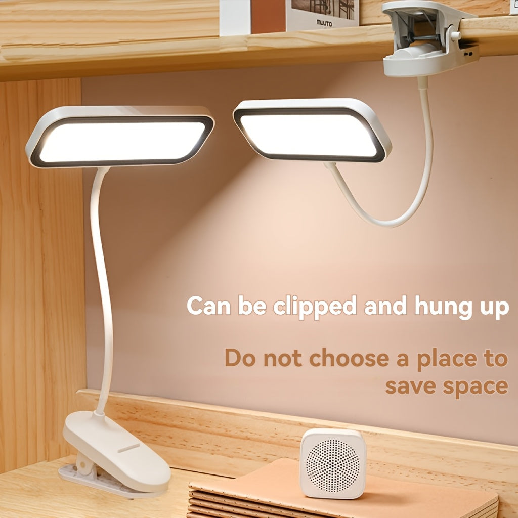 Lampe à pince rechargeable à tête rectangulaire, à poser ou fixer
