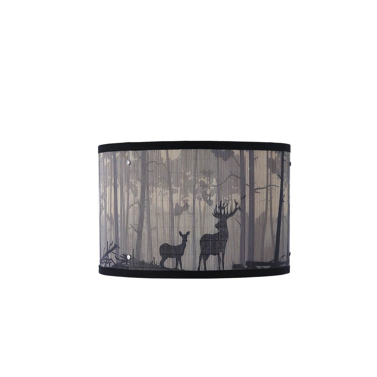 Abat-jour tambour en bambou imprimé forêt et cerfs, Ø 30,5 cm